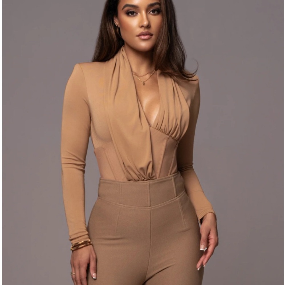 JLUXLABEL Camel Long Sleeve Bodysuit